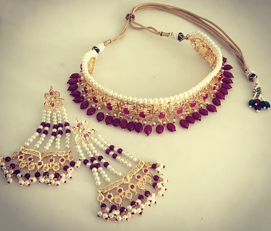 Buy Kundan Polki And Pearl Choker Set Online – Gehna Shop